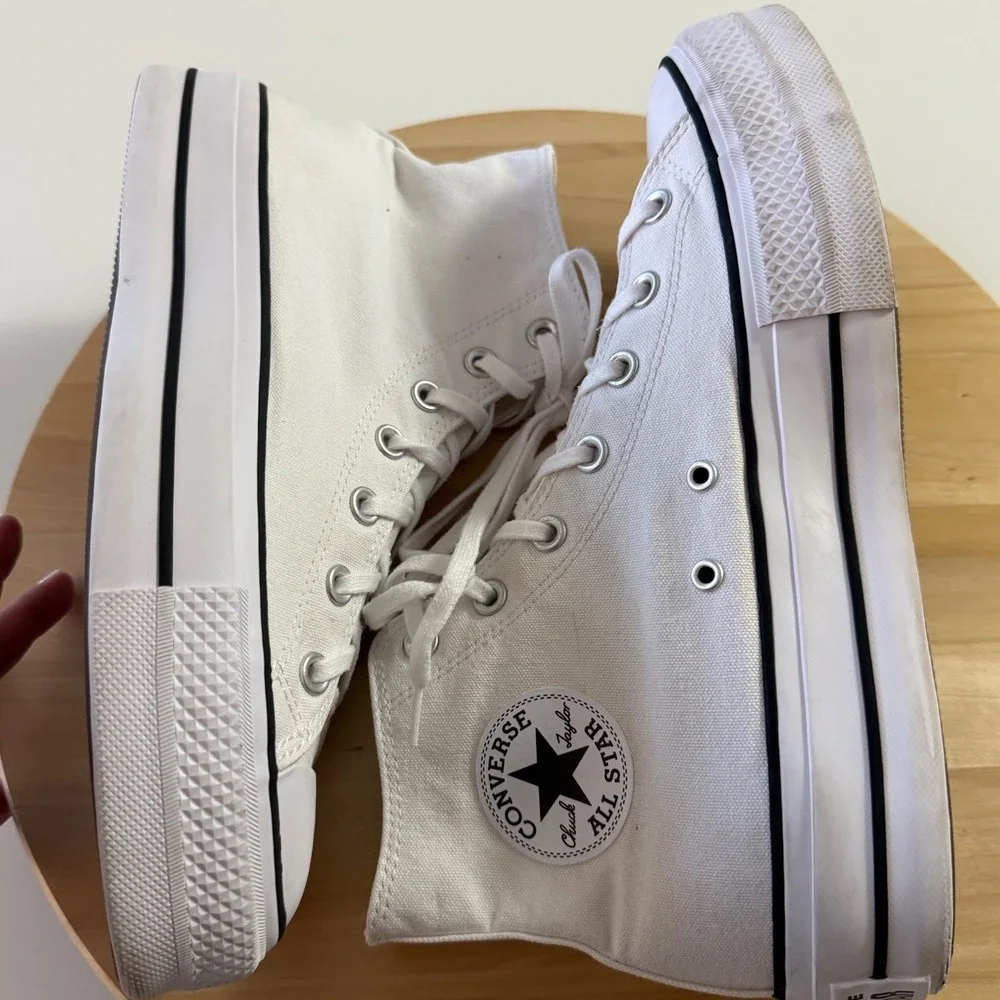 Converse Chuck Taylor All Star Lift‎ Platform High Top White Canvas Sneakers 10 - Picture 5 of 9